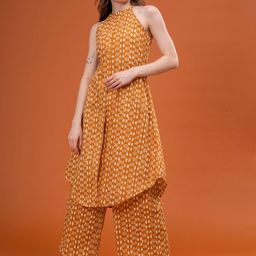 VASVI Printed Cotton Halter Neck Tunic With Palazzos Co-Ords-image-32