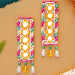 EVERSTYLISH Sanjoya Glass Beads & Mirror Lace Embroidered Earrings-picture-44