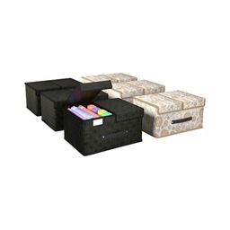 Aura White & Black 6 Pieces Printed Double Lid Drawer Organisers-36