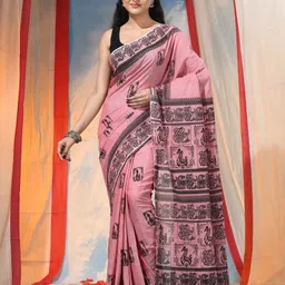 DESH BIDESH Ethnic Motifs Printed Pure Cotton Saree-image-86