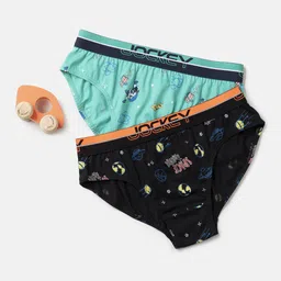 Jockey Boys Pack Of 2 Printed Basic Briefs PB04-0205-BG-BK-image-0