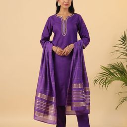 KALINI Women Regular Gotta Patti Pure Cotton Kurta with Trousers & With Dupatta-44