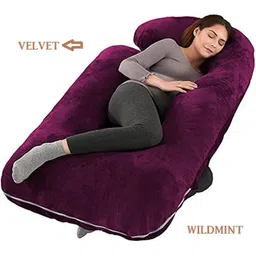 WILD MINT Purple Fibre Filled Faux Velvet Sleep Pillow-image-69