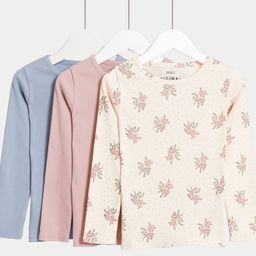 Marks & Spencer Girls Pack Of 3 Floral Printed Top-image-81