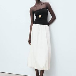 MANGO Colourblock Drop-Waist Balloon Midi Dress-image-49