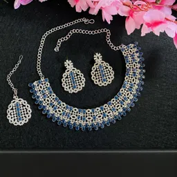VATSALYA creation Rhodium-Plated Artificial Stones Jewellery Set-image-89