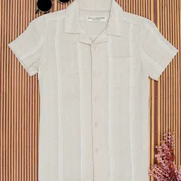 The Lion and The Fish Boys Relaxed Opaque Striped Casual Shirt-image-87