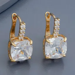 Kushal's Fashion Jewellery Gold-Plated Zircon Square Studs-16