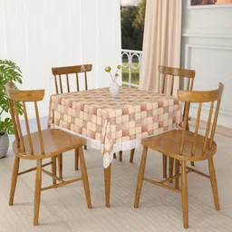 Myntra Elegant Homes Brown Geometric Printed Waterproof Plastic 4-Seater Table Cover-image-77