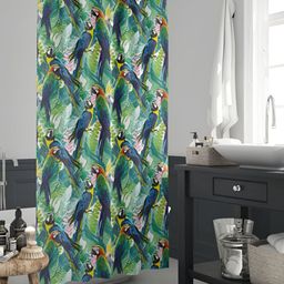 ArtzFolio Green & White Birds Printed Waterproof Shower Curtain-image-26