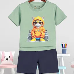 HELLCAT Boys Animal Graphic Printed Round Neck T-Shirt With Shorts-picture-49