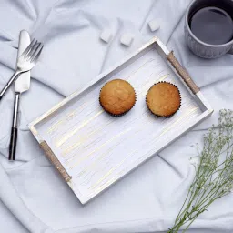 DECO Rustic Multipurpose Tray in MDF 9.5x6 White Sutli Tray-11