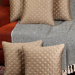 TANLOOMS Set Of 5 Brown Velvet Square Cushion Covers-image-19