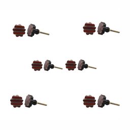 Indianshelf 6-Pcs White & Brown Printed Resin Knobs-19