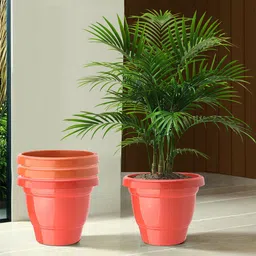 Kuber Industries 4 Pcs Red & Orange-colored Lightweight Planters-15
