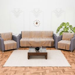Myntra Elegant Homes Gold-Toned & White Cotton Sofa Cover-image-93
