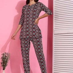 Moda Rapido Women Printed V-Neck Tunic With Trouser Co-Ords-picture-5
