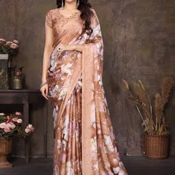 KALINI Floral Printed Silk Blend Saree-image-12
