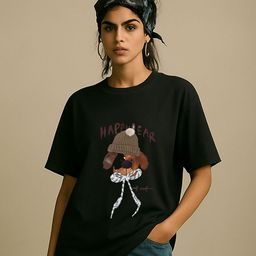 GRACE & JACK Graphic Printed Round Neck Applique Cotton Oversized Fit T-shirt-image-67