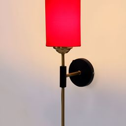 Devansh Red & Gold-Toned Metal Traditional Cylinder Shaped Wall Lamp-11