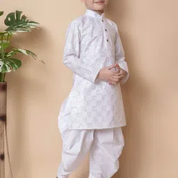 NFC CREATION Boys Embroidered Regular Sequinned Pure Cotton Kurta with Patiala image 3
