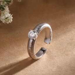 Cierra Silver Plated Stone-Studded Adjustable Finger Ring-image-52