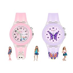 Spiky Unisex Kids Printed Dial & Embellished Straps Analogue Watch Combo_RabButterfly image 1