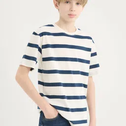 DeFacto Boys Striped Drop-Shoulder Sleeves Pockets T-shirt-image-99