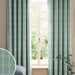 CASABLEU Green Set of 2 Geometric Room Darkening Door Curtain-image-96
