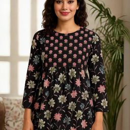Vaidiki Floral Printed Cotton Maternity Feeding Top-image-117