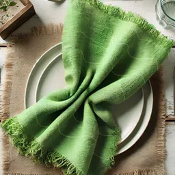 Vargottam 12 Piece Green & White Printed Cotton Table Napkins-55