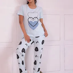 NAP STORY Bows and Hearts Printed Half Sleeves T-Shirt and Pyjama Nightsuit-picture-18