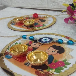 Nutts 2-Pcs Beaded Rakhis & Pooja Thali-picture-0