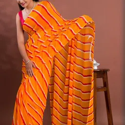 KCPC BANDHANI Orange Pure Chiffon Sarees-picture-47
