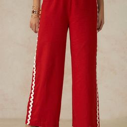 Virgio Sadie Pants Red Lace Detail Flared Pants-image-52