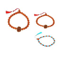 Divine souvenirs Unisex Set Of 3 Artificial Beaded Elasticated Bracelets-16