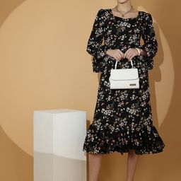 SHEETAL Associates Women Floral Print Crepe Empire Midi Dress-image-36