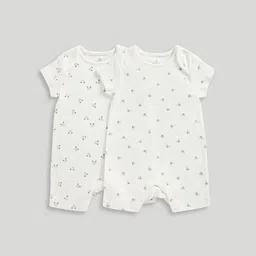 mothercare Infants Pack Of 2 Printed Pure Cotton Rompers-image-63