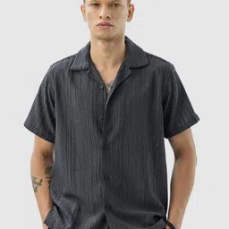 Snitch Men Dark Grey Solid Shirt-image-99
