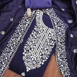 SHADOW & SAINING Floral Embroidered Thread Work Chanderi Cotton Unstitched Dress Material-picture-30