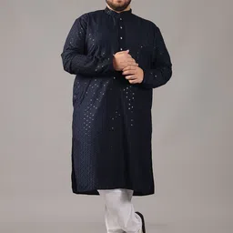 SOJANYA PLUS Men Embroidered Regular Sequinned Pure Cotton Kurta with Churidar-53