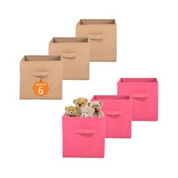 Aura Pink & Beige 6 Pieces Non-Woven Multi-Utility Organisers-19