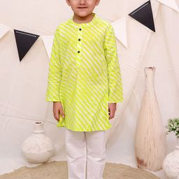 Ka-mee Boys Leheriya Striped Regular Pure Cotton Kurta with Pyjamas-42