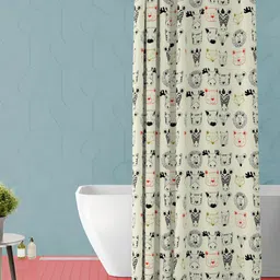 ArtzFolio Off white & Black Printed Waterproof Shower Curtain-image-9
