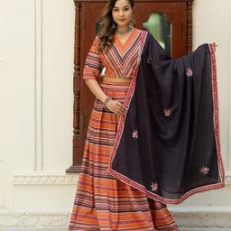 TASRIKA Printed Semi-Stitched Lehenga & Unstitched Blouse With Dupatta image 2
