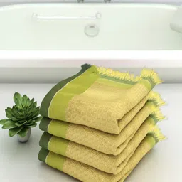 Aura Yellow & Green 4 Cotton 210 GSM Bath Towel-image-63