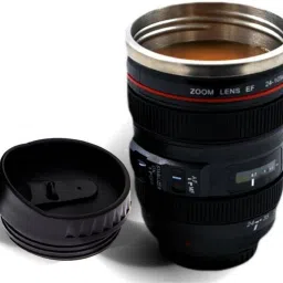 Camera Lens Coffee Mug Flask With Cookie Holder, Black Stainless Steel Mug 25 Coffee Maker-image-36