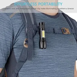 nhp traders Portable Pocket Size Mini LED Flashlight, USB Rechargeable Zoomable lamp for Camping, Fishing ,Light with 3 Modes Adjustable for Emergency and Activities EDC Torch (Black : Rechargeable) Torch image 3