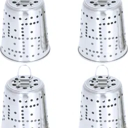 Stainless Steel Diya Glass Cover with Satiya & OM Design Holes & Hook | LARGE | Stainless Steel (Pack of 4) Table Diya-image-41