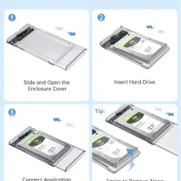 OG X NEXA WITH DEVICE Transparent USB 3.0 to SATA Hard Drive Enclosure – Tool-Free External Case 2.5 inch Fast Transfer Speed Up to 5 Gbps & Up to 4TB Storage Capacity 2.5 SATA SSD HDD image 5